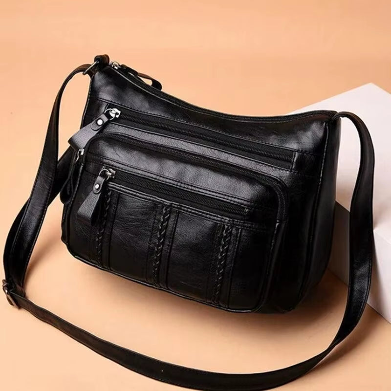 Women'S Bag PU Multilayered Soft Leather Ladies Fashion Simple Shoulder Bags Mom'S Bags Crossbody Bag