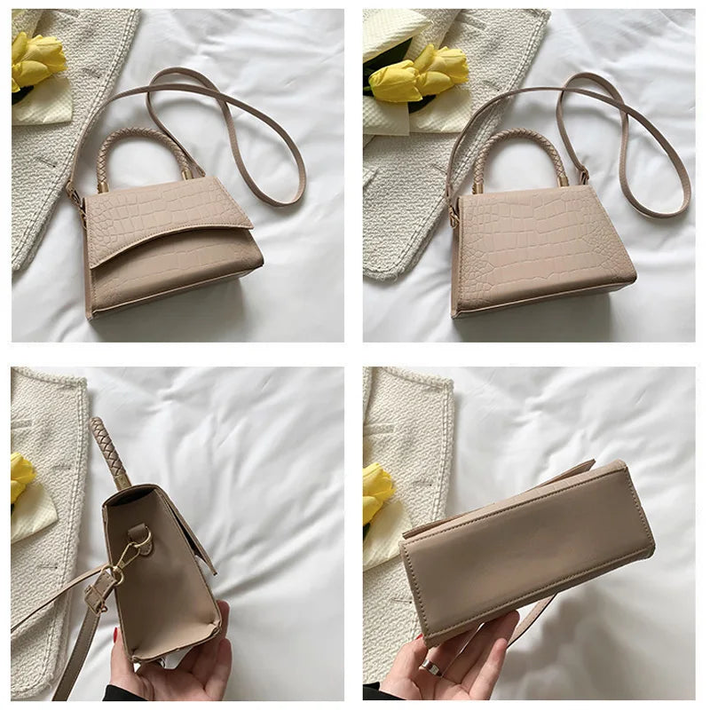 Solid Pu Leather Shoulder Bag Fashion Designer Handbags Top Handle Bags for Women Casual Crossbody Bags